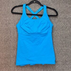 PrAna Tankini Willa Top Womens Small Electro Blue Racerback Built In Bra Support